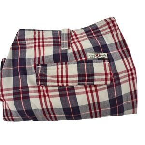 Polo Jeans Co Ralph Lauren Mens 42 Plaid Cargo Shorts Red White Blue Cotton